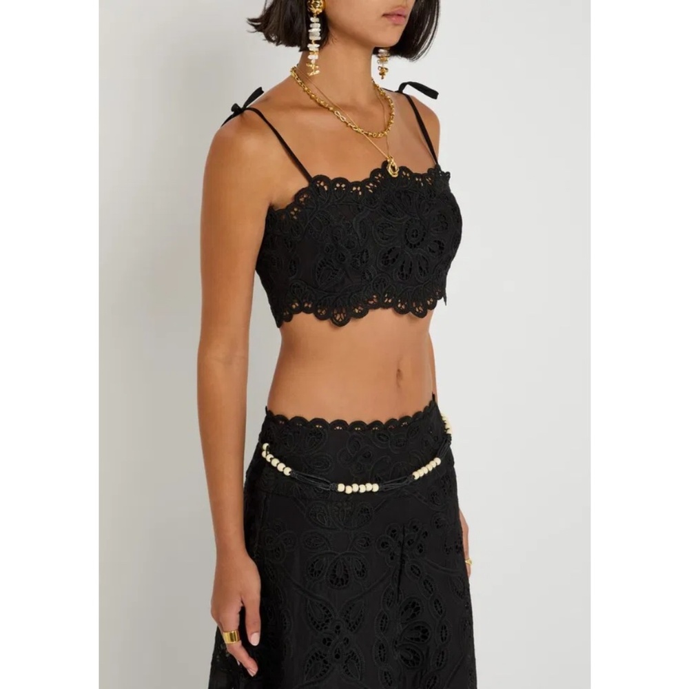 Zimmermann Rhiannon embellished cropped cotton-lace top size 4 - Picture 6 of 15
